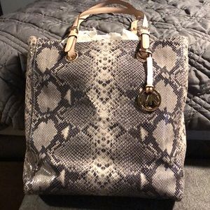 Michael Kors Jet Set Chain Medium Python Tote Bag